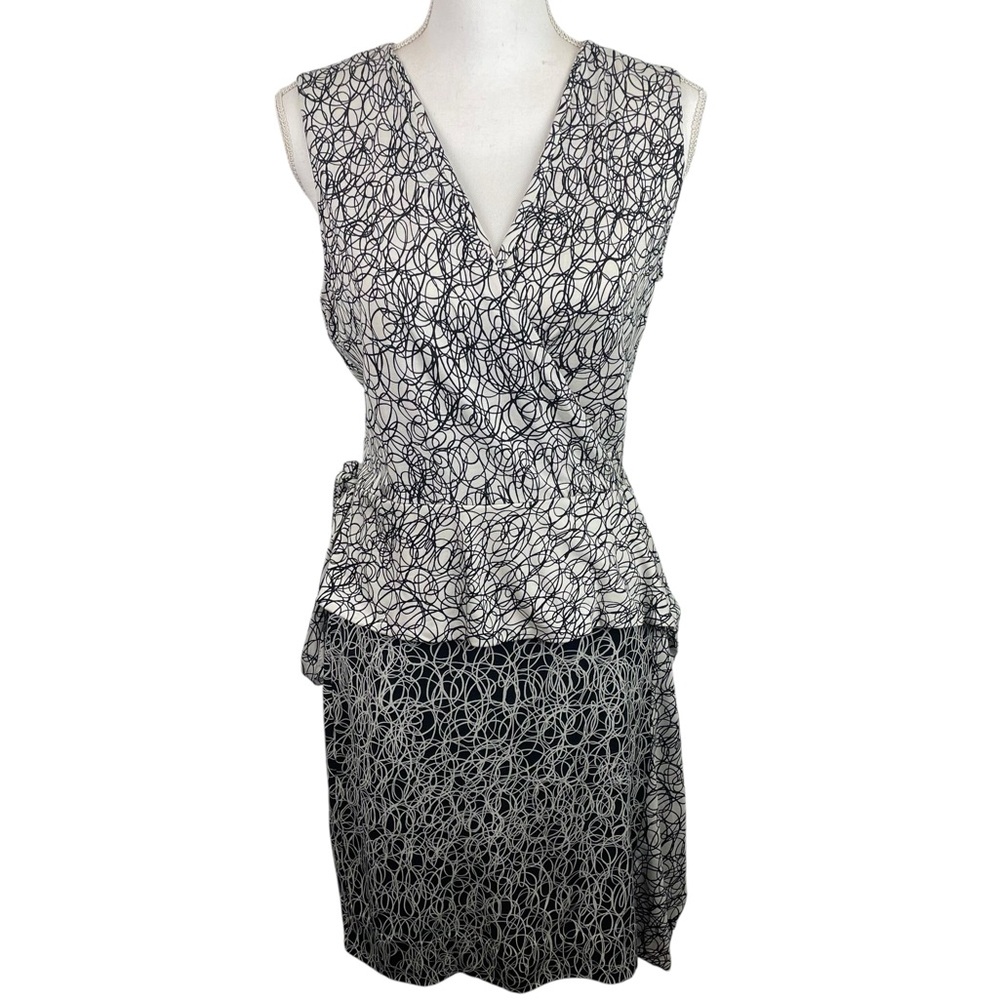 DVF | Mililani Black White Print Sleeveless Silk Wrap Dress
